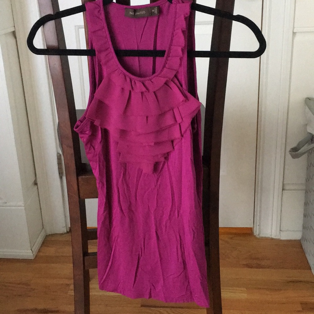 The Limited Magenta ruffle tank